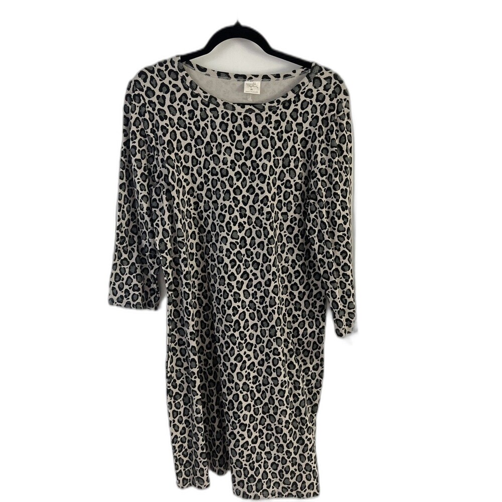 NWT Touched by Nature Organic Cotton 3/4 Sleeve Leopard Animal Print Dress Sz XL